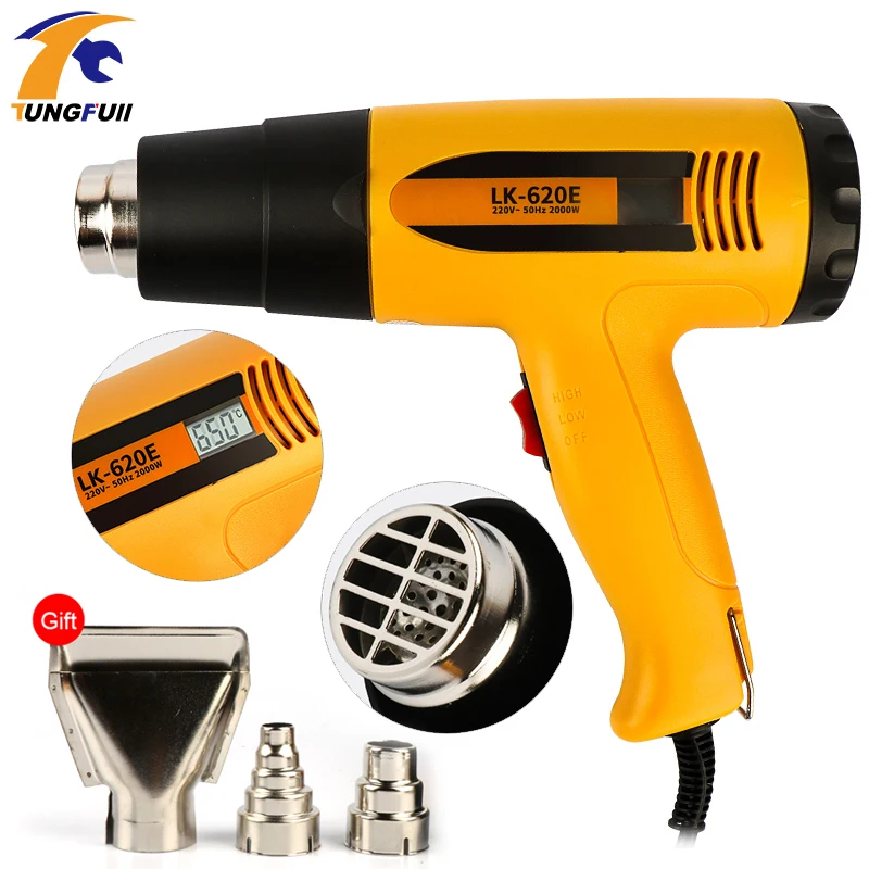 

2000W Heat Gun Hot Air Gun Thermoregulator Professional LCD Display Soldering Hair Dryer Construction Power Tool 220V EU