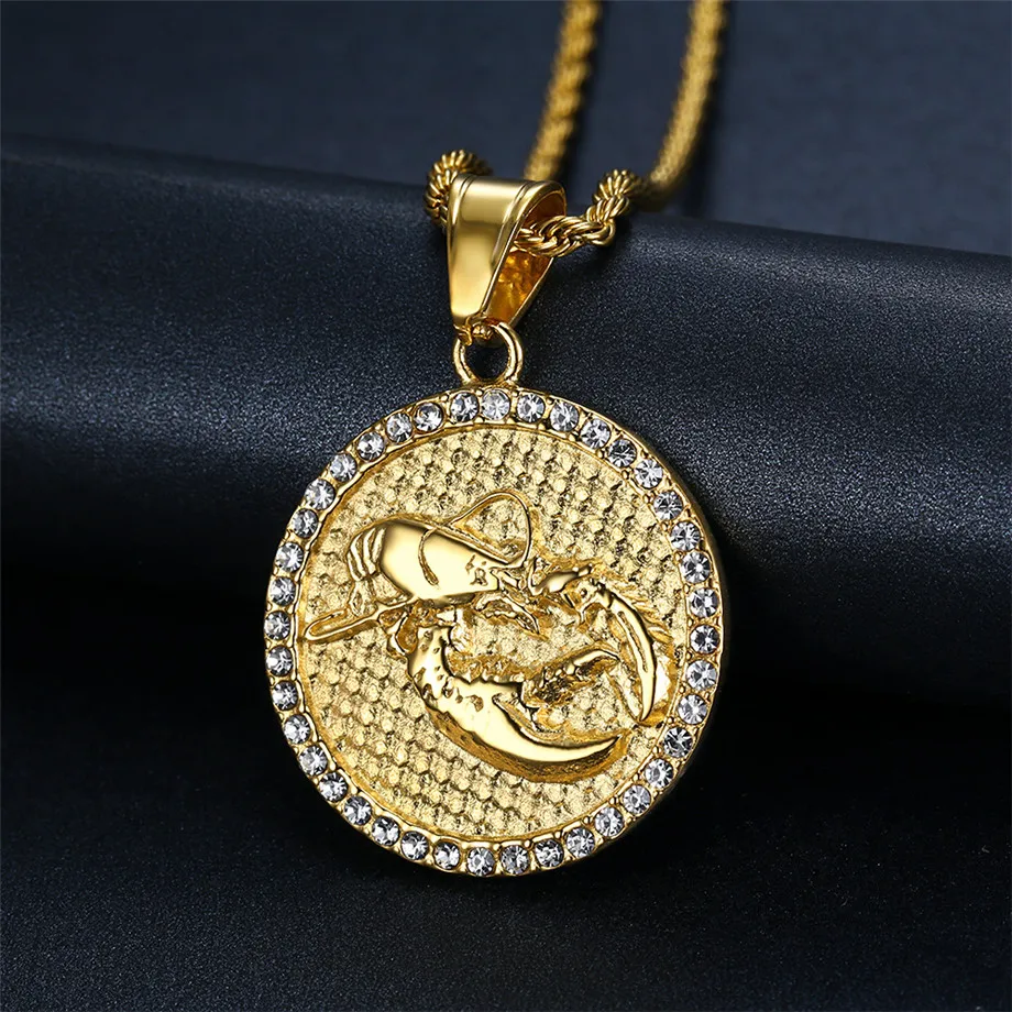 Scorpio 12 Constellations Necklace Birthday Gifts Gold Color Stainless Steel Amulet Pendant Zodiac Sign Jewelry Dropshipping