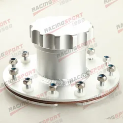 Billet Aluminum Fuel Cell Fast Filler Neck 12 Bolt Flange & Filler Cap Silver