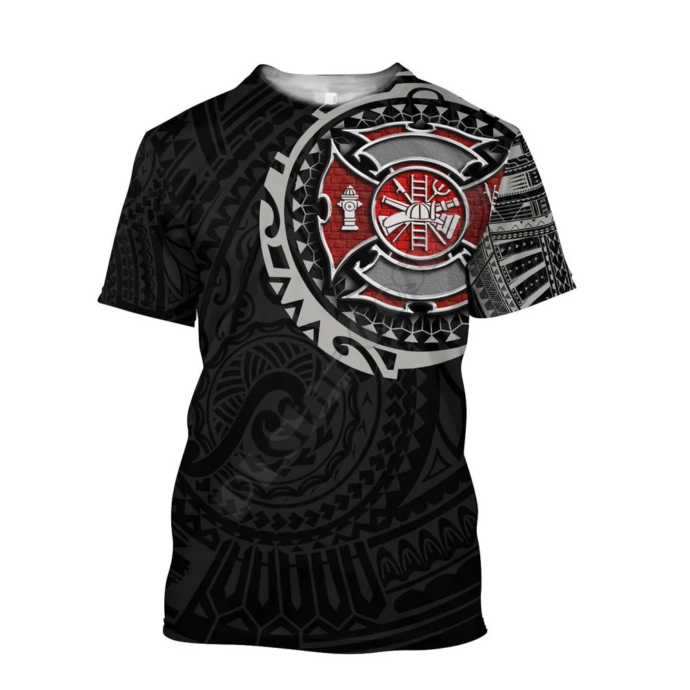 

Firefighter Tattoo 3D All Over Printed t shirts women for men Summer Casual Tees Short Sleeve T-shirts Short Sleeve 06