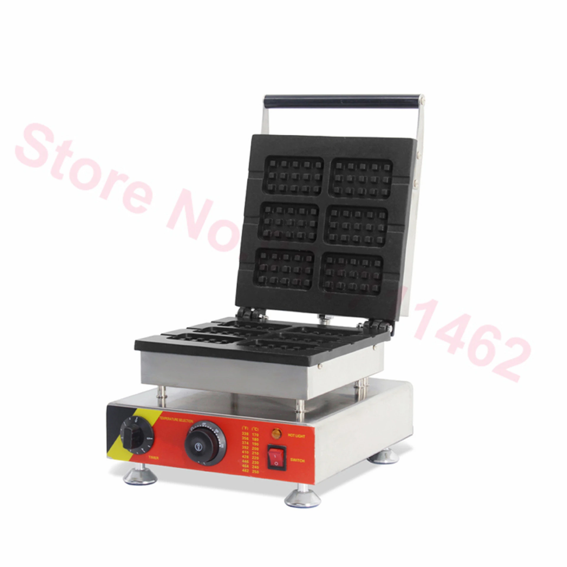 Коммерческая 6-прямоугольная вафельница, бельгийские вафли на палочке, вафельница, железный антипригарный тостер для кексов