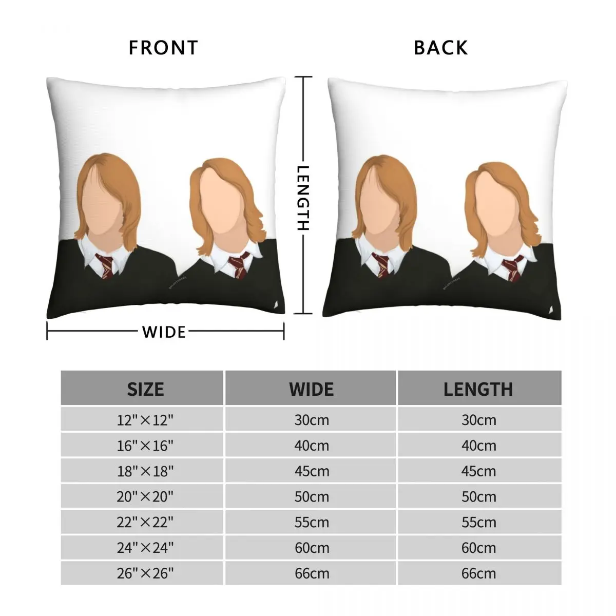 The Weasley Twins Square Pillowcase Polyester Linen Velvet Creative Zip Decor Pillow Case Bed Cushion Cover