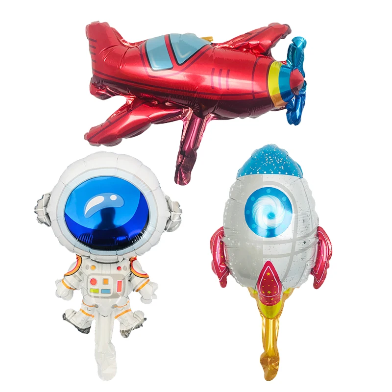 3pcs Mini Space Astronaut Airplane Rocket Balloons Wedding Children's Birthday Party Decoration Kids Baby Shower Balls Globos