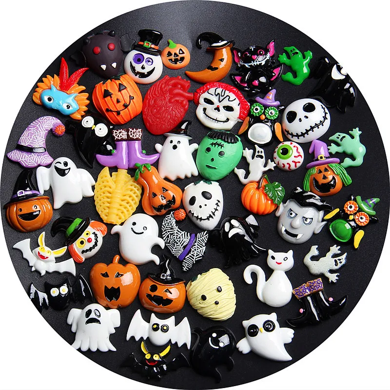 30pcs 50pcs 100pcsHalloween series resin accessories Halloween blessing bag set DIY mobile phone shell ornament hair accessories