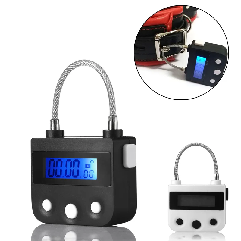 شحن BDSM عبودية توقيت قفل الوثن أصفاد الفم الكمامة العفة قفص سراويل الوقت التبديل العفة قفل الكبار لعبة الجنس لعب #2