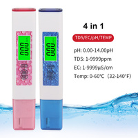 TDS PH Meter 4 In 1 PH/TDS/EC/Temperature Meter Digital Water Quality Monitor Tester for Pools, Drinking Water, Aquariums