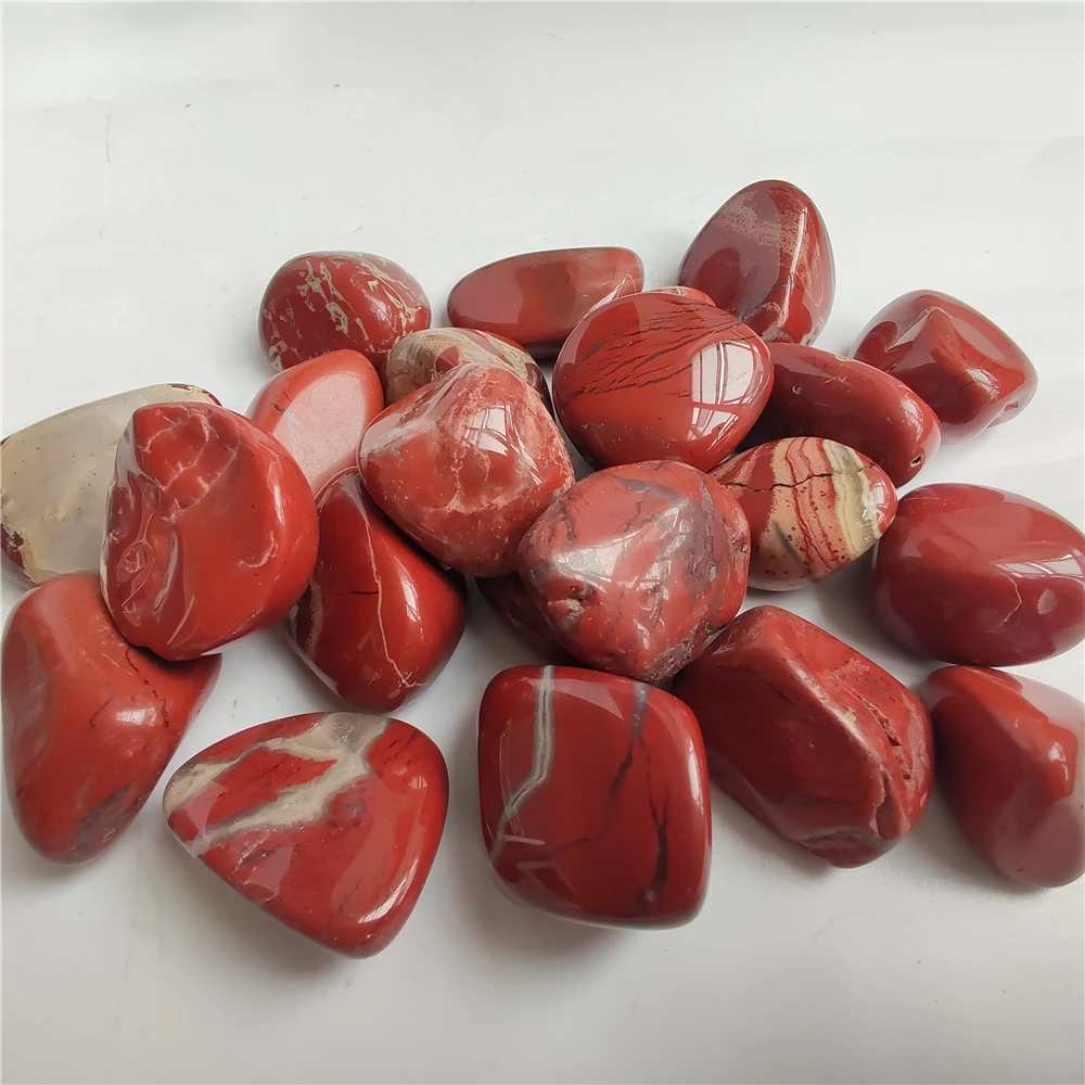 20mm-40mm Natural Red Jasper Tumble Stones Polished Stone Healing Crystal Gemstones Fish Tank Aquarium Decor Home Ornament Stone