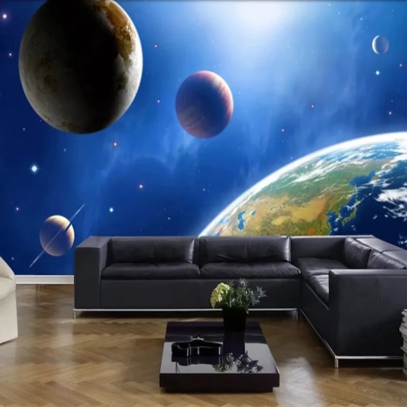 

Custom Mural Wallpaper HD Space Planet 3D Starry Sky Fresco Children Kids Bedroom Living Room Backdrop Wall Painting Home Decor