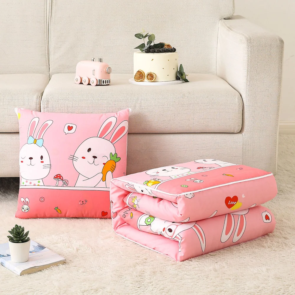 Dual-purpose Pillow Quilt Office Sofa Cushion Quilt Cartoon Multi-functional Pillow Quilt Throw Pillows  Cute Pillow