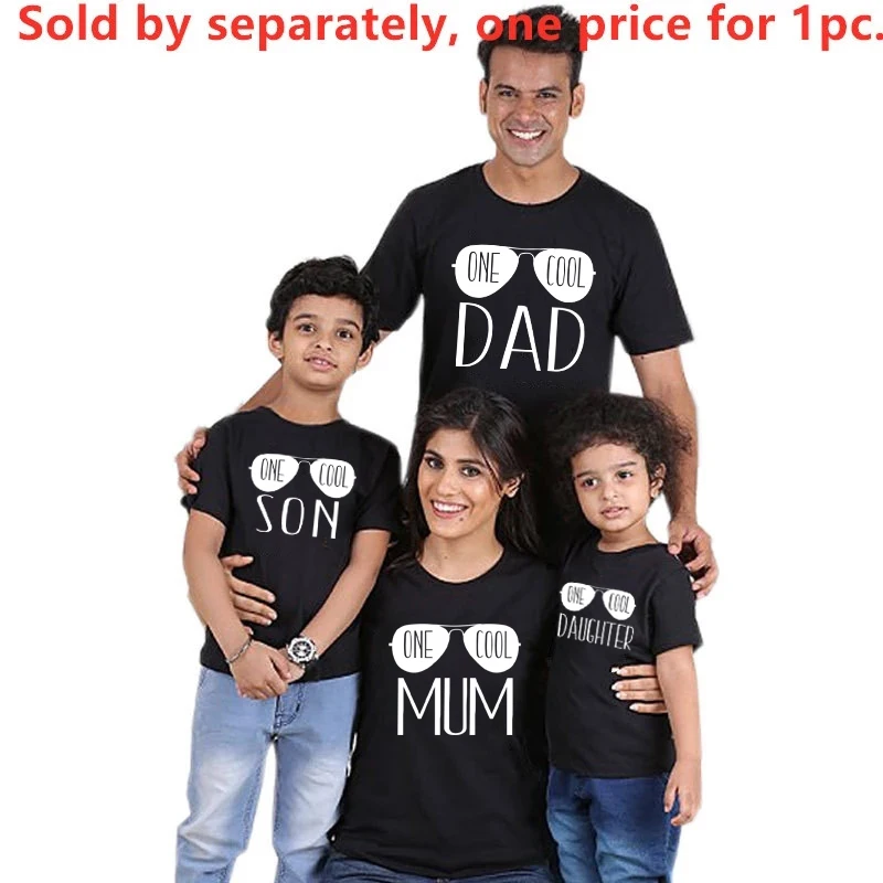 Family Matching Tshirts One Cool Dad Mum Daughter Son Baby Matching Shirts Summer Cotton Family Look Clothes Family Gifts