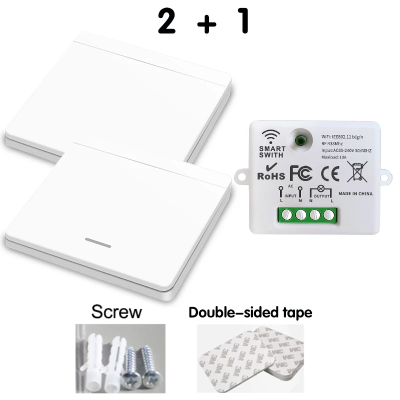 WenQia WIFI Mini schalter Tuya Smart Leben APP Push-Taste Licht Schalter RF 433Mhz Wand Panel DIY Relais Modul Timer google Home Alexa 6