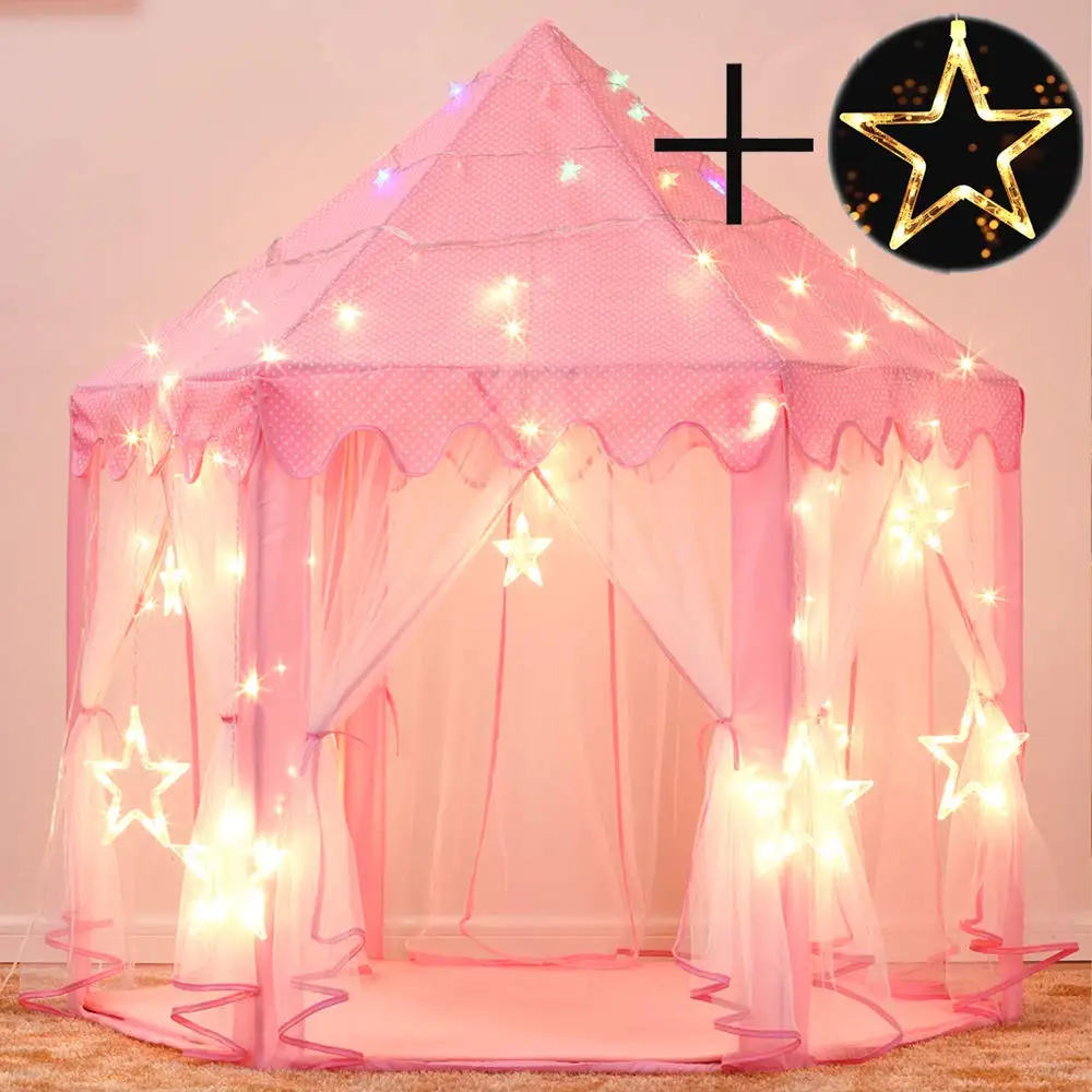 Tenda per bambini Toy Ball Pool Girl Princess Pink Castle tende piccola casetta per bambini Portable Kids Outdoor Play Game House