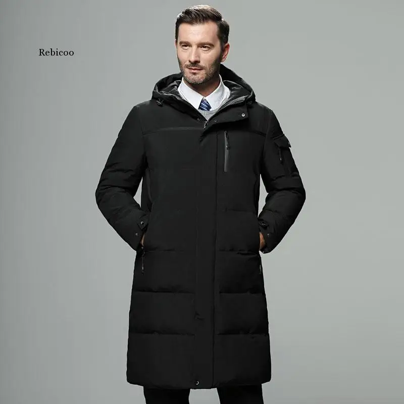 Jaquetas masculinas inverno novo masculino cor sólida negócios casual casacos com capuz engrossado quente à prova de vento roupas