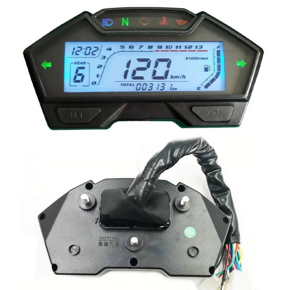 Motorcycle Speedometer Adjustable speed Odometer Tachometer 12V LCD Digital Gauge Panel Speedometer Tachometer Odometer