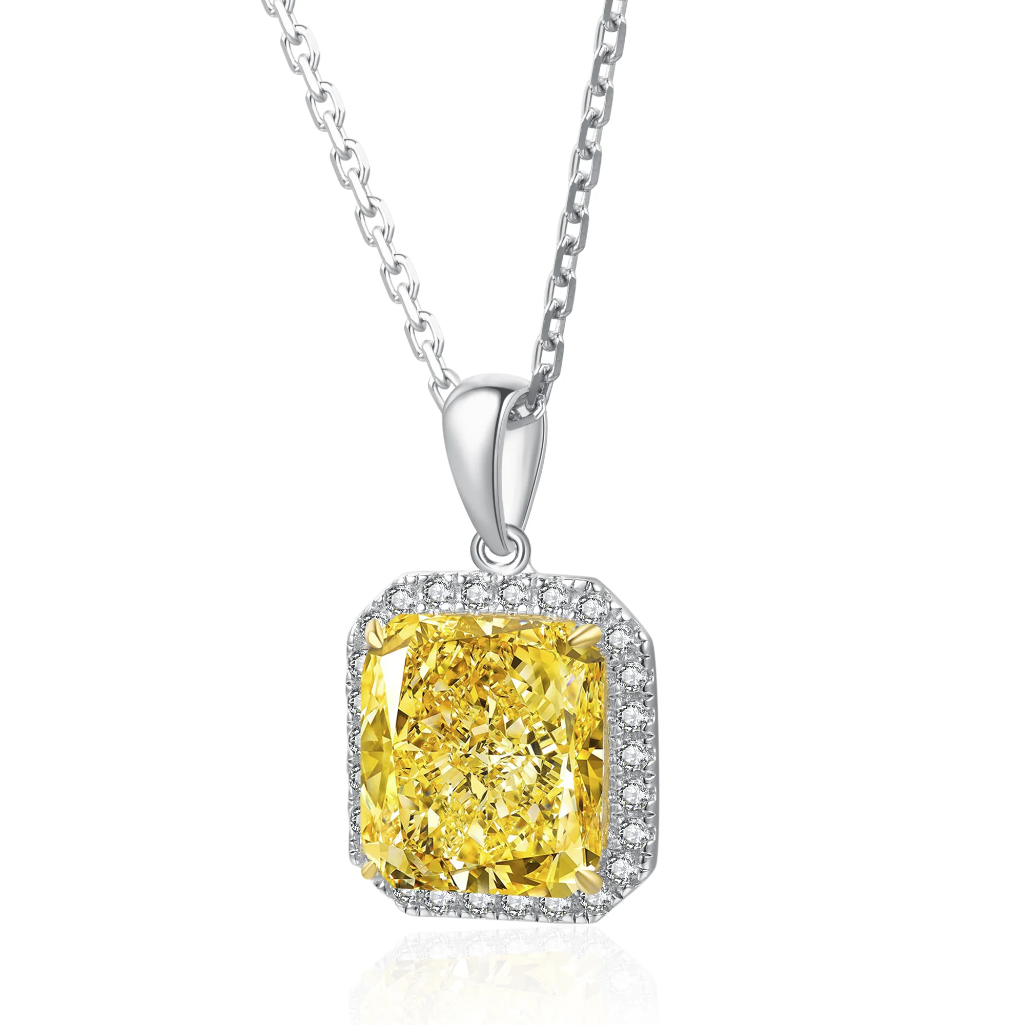 

Necklace for Women Multiple Color Simulated Diamond Pendant 5 Carat Radiant Cut Sterling Silver 925 Jewellery Necklace