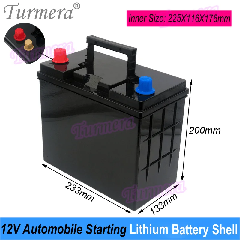 Turmera 12V Automobile Starting Lithium Batteries Shell Car Battery Box for 45 Series 45B24 46B24 55B24RS Replace Lead-Acid Use