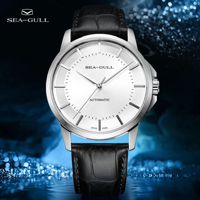 Seagull Watch Automatic Mechanical Watch Simple Big Three-pin Business Watch 50m Waterproof Belt Watch Youth Watch 6066