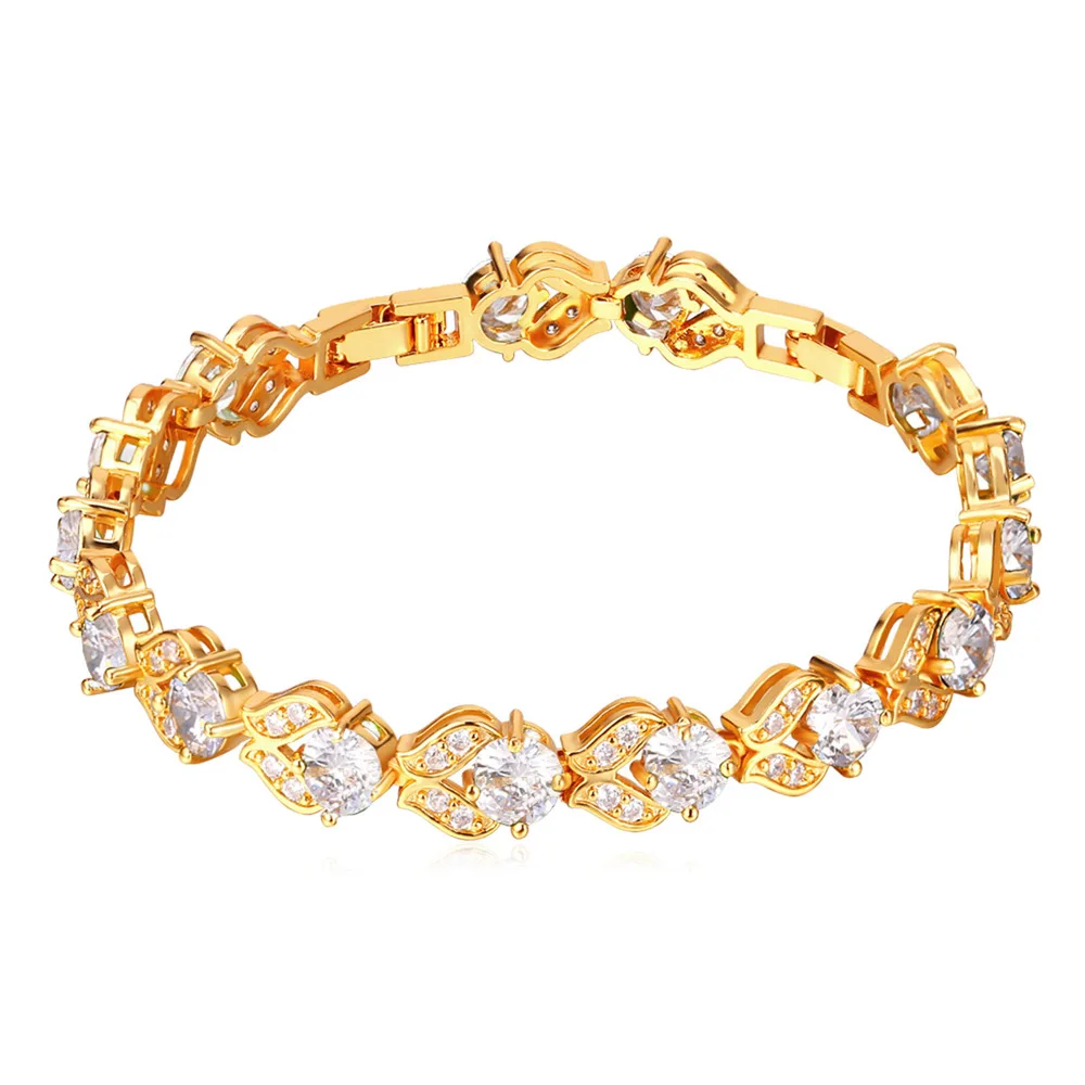 

ChainsPro Crystal Bracelets For Women Cubic Zirconia Gold Color Wholesale Charm Bracelets & Bangles Gifts H916