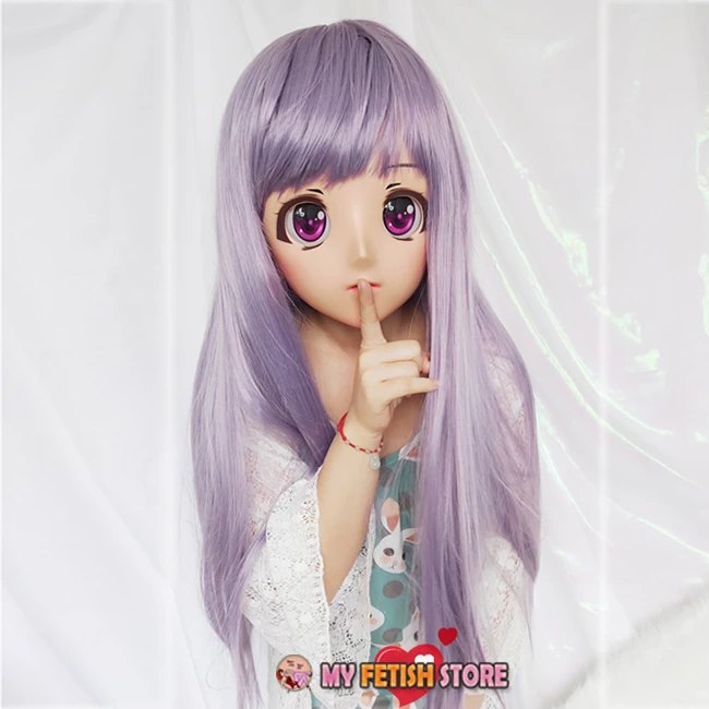 (Juzi-03) japonia Anime Kigurumi maski Cosplay Kigurumi postać z kreskówki do odgrywania ról pół głowy Lolita lalka maska z oczami i peruką