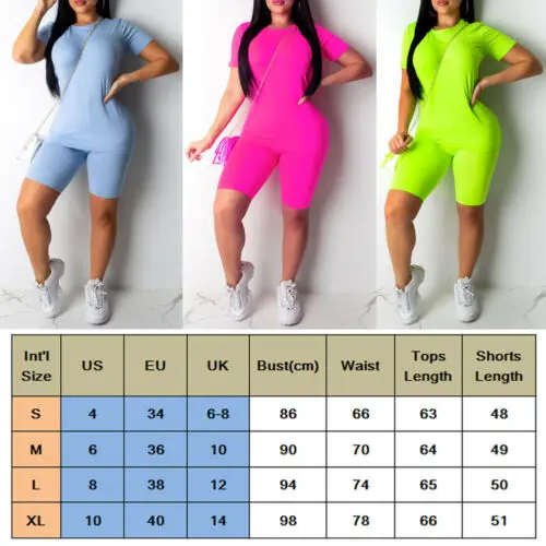 Hirigin 2 Stks/set Vrouwen Sport Pak Neon Top Korte Broek Sportkleding Trainingspak Mode Zomer Outfit Dames Casual 2 Stuks set