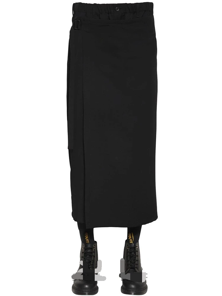Men's new hair stylist fashion catwalk street personality design show original wide-leg culoskirt adjustable size pants