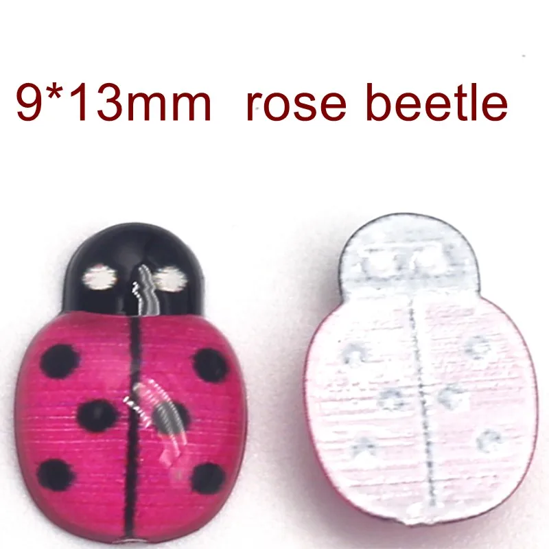 9*13mm Lovely Rose Acrylic Ladybug Flat-Back Rhinestones Halloween Gifts DIY Clothing Ornaments Home Decor Supplies 30/100pcs