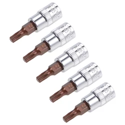 5Pcs 1/4-Inch Drive Bit Socket Torx T10/15/20/25/30/40 S2 Steel 38mm Length to DIY Hand-making Automotive Repairs