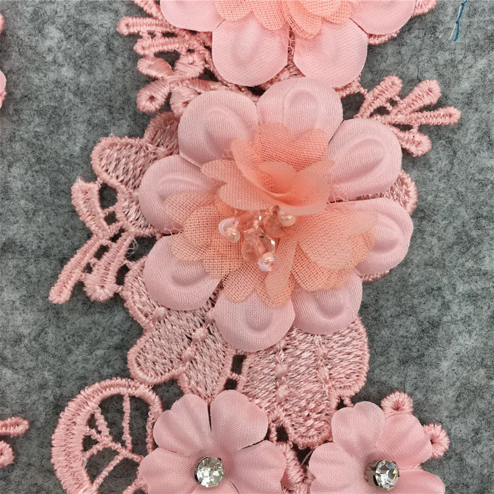 3D Three-dimensional Flower Decoration Applique Rhinestone DIY Lace False Collar Embroidery Clothing Craft Supplies Accessories