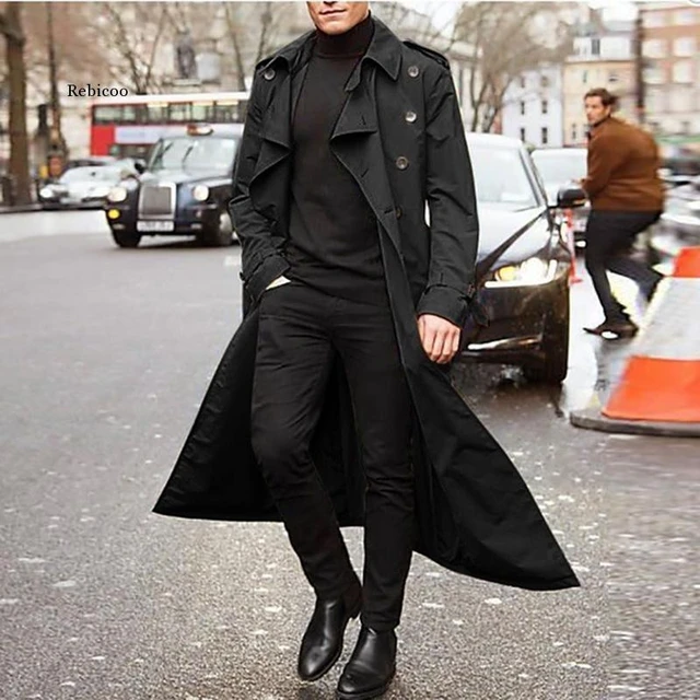 Men's black overcoat best sale