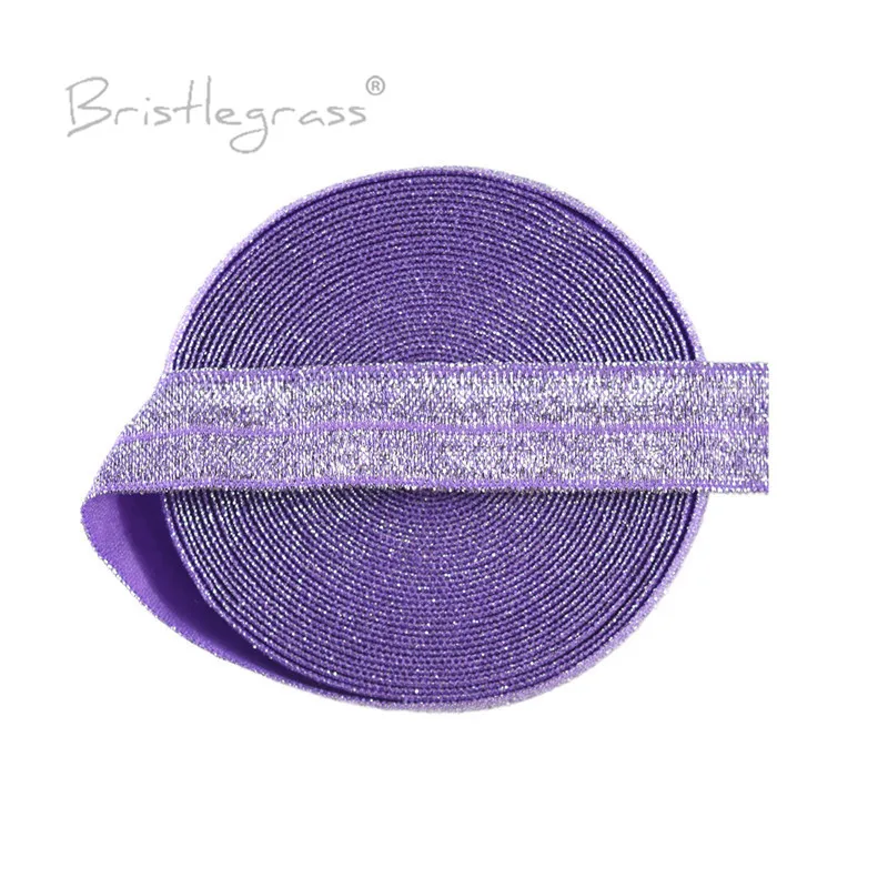 BRISTLEGRASS 5 Yard 5/8 "15 millimetri Silver Glitter FOE Nero Ripiegare Elastici Fasce Spandex del Legame Dei Capelli Della Fascia Tutu vestito Da Cucire Trim