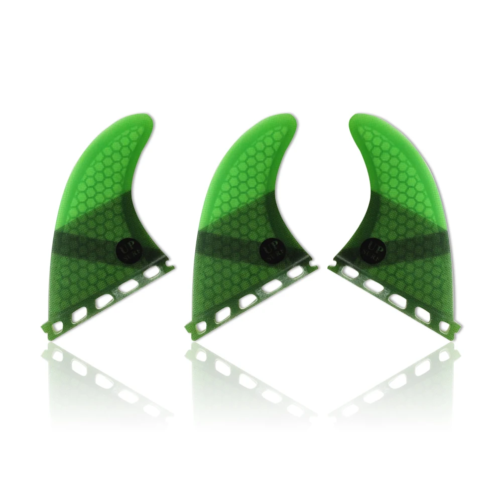 Honeycomb Fiberglass Fin Surfboard Fins for Surfing, Paddling Tabs, L, K2.1, Green Color Available, 3 PCs per Set