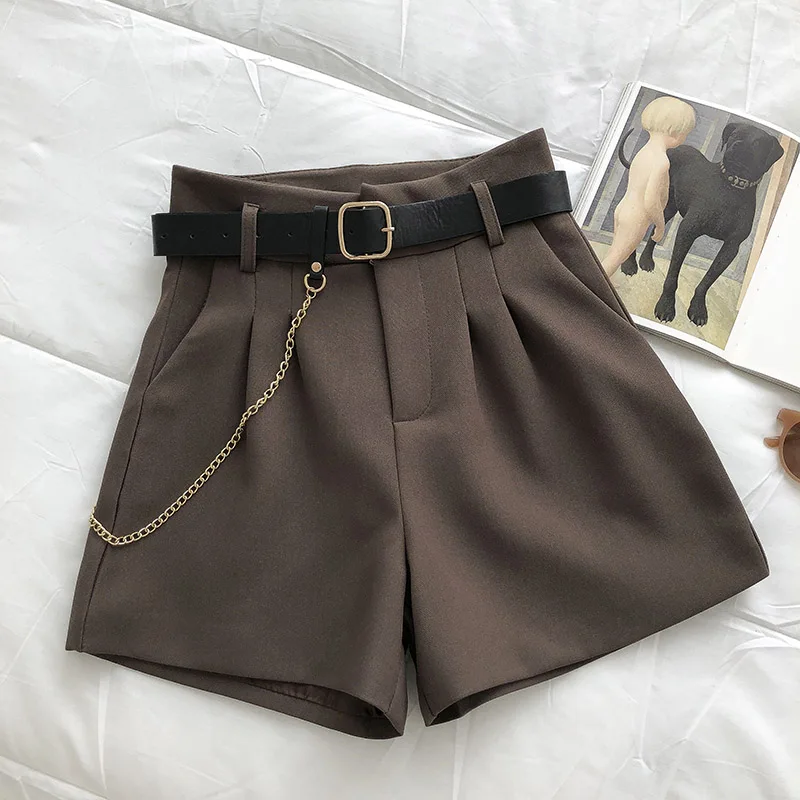 Casual Vintage Straight Solid Women Shorts Summer Female Sweet Korean Pockets Shorts Ladies Empire Button Sashes Mini A-Line Sho