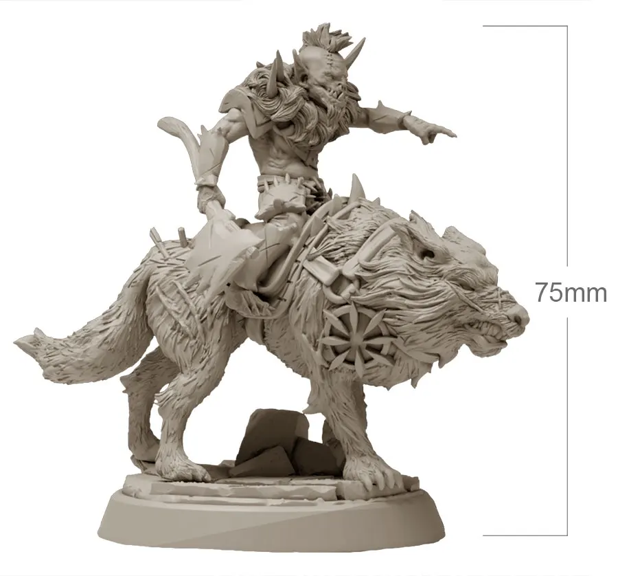 75mm Resin Model Kits Goblin Wolf Rider Figure Unpainted No Color RW-639