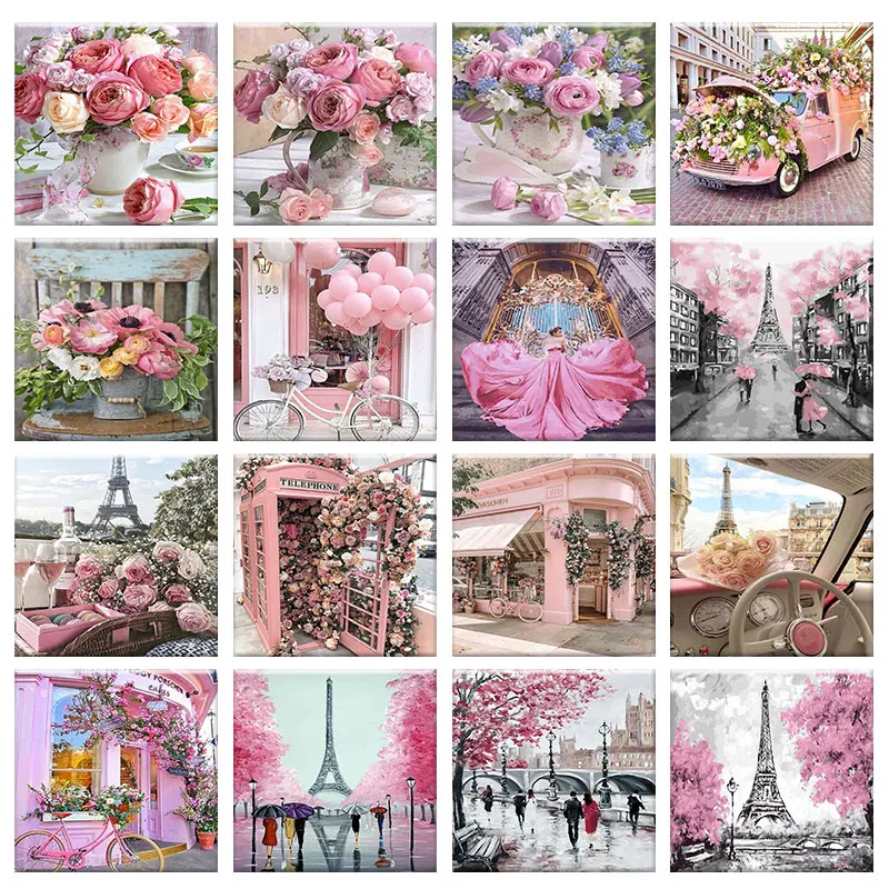 

GATYZTORY 60x75cm Frame DIY Painting By Numbers Flower Paint By Numbers On Pictures By Numbers Scenery Home Decoration