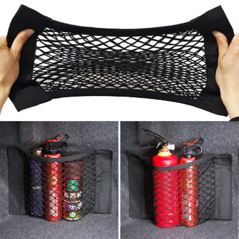 Trunk Storage Net, Universal Car Nylon Cargo Storage Netting Wall Sticker Add on Storage Pouch Bag for Tissues/Bottles/Groceries