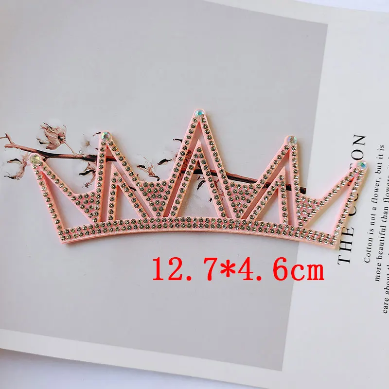 10Pcs/Lot Multi Style Felt backside Diamond Crown Patches Appliques for DIY Headband Material And Christmas hat Accessories