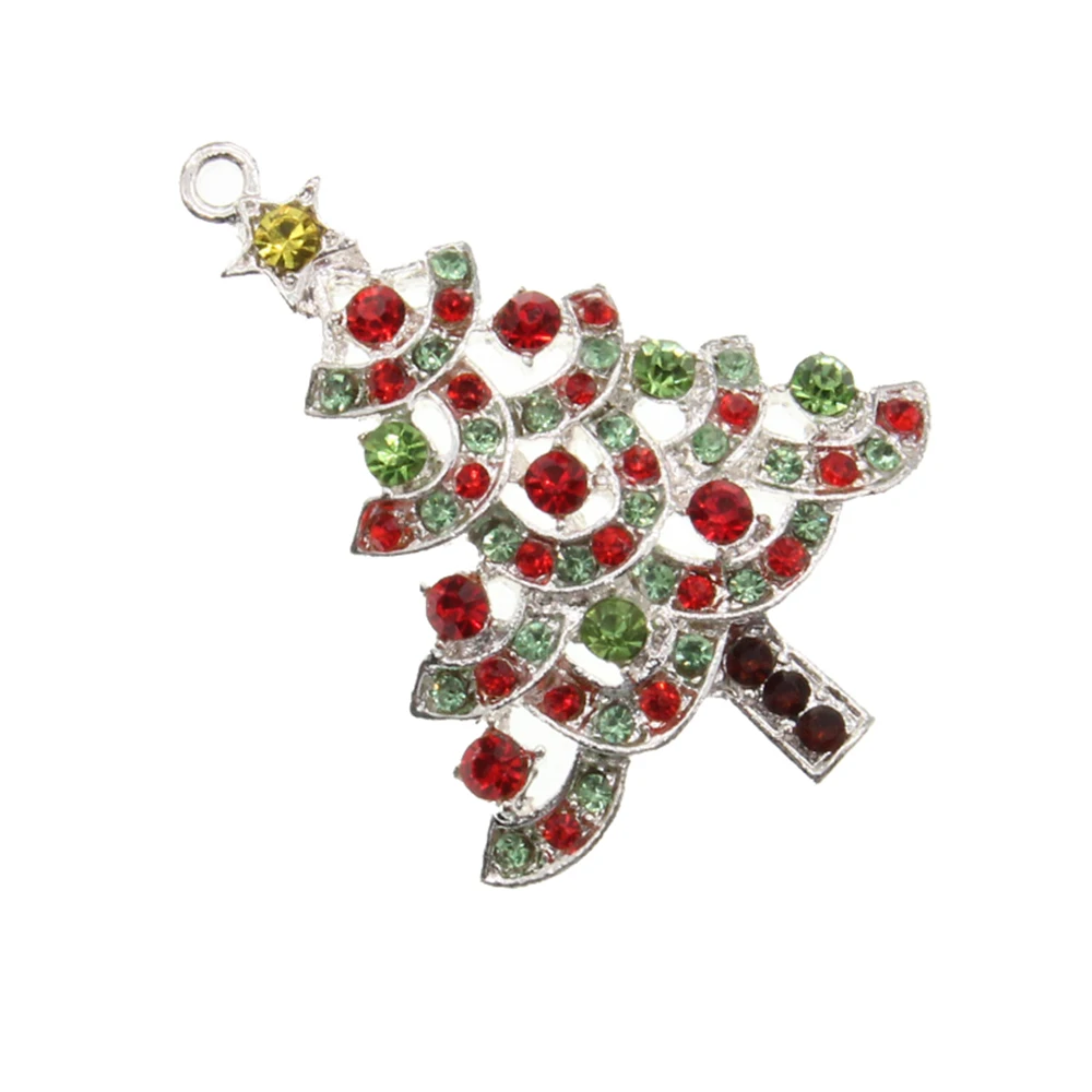 Colorful Rhinestone Crystal Christmas Tree Charms Pendant For Necklace