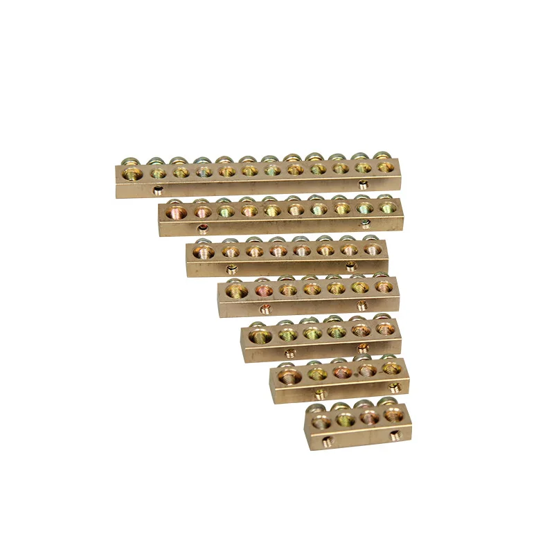 1Pcs Copper Terminal Wiring Distribution Box Grounding Brass Connection Row Zero Bar 4/5/6/7/8/10/12/15 Hole Zero Ground Row