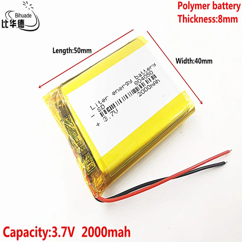 Good Qulity 3.7V,2000mAH,804050 Polymer lithium ion / Li-ion battery for TOY,POWER BANK,GPS,mp3,mp4