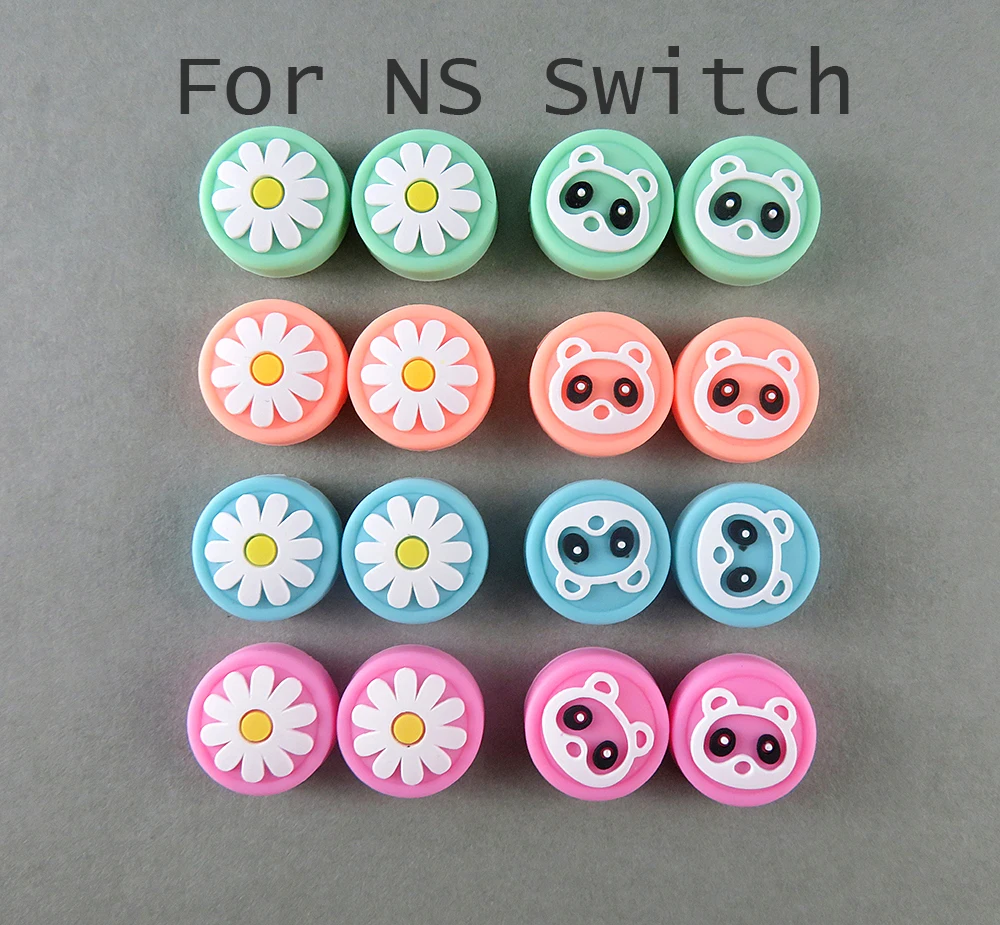 

200PCS For Nintendo Switch Lite Joy Con Flower Chrysanthemum Bear Crossing Joystick Thumb Grip Cover Case Analog Stick Caps