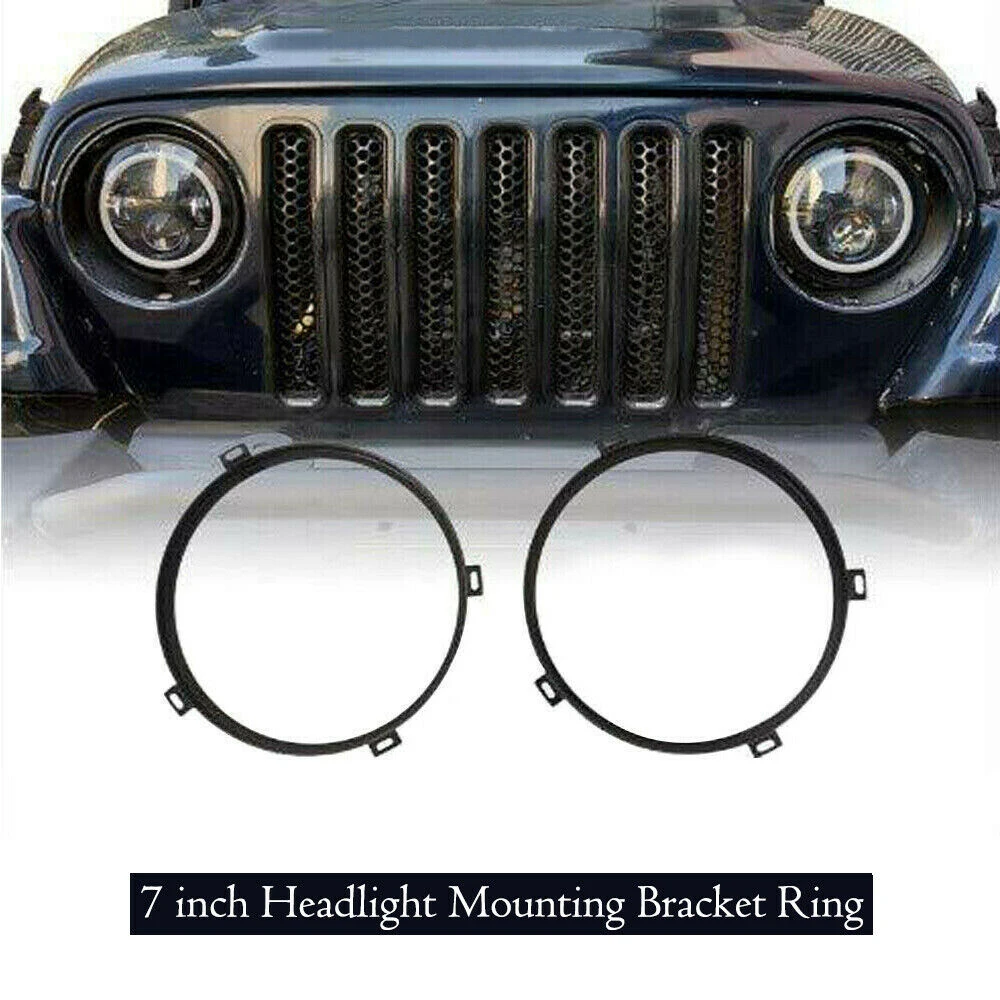 

7inch Round Headlight Mounting Bracket Black Ring for 2007-2018 Jeep JK & Wrangler Unlimited