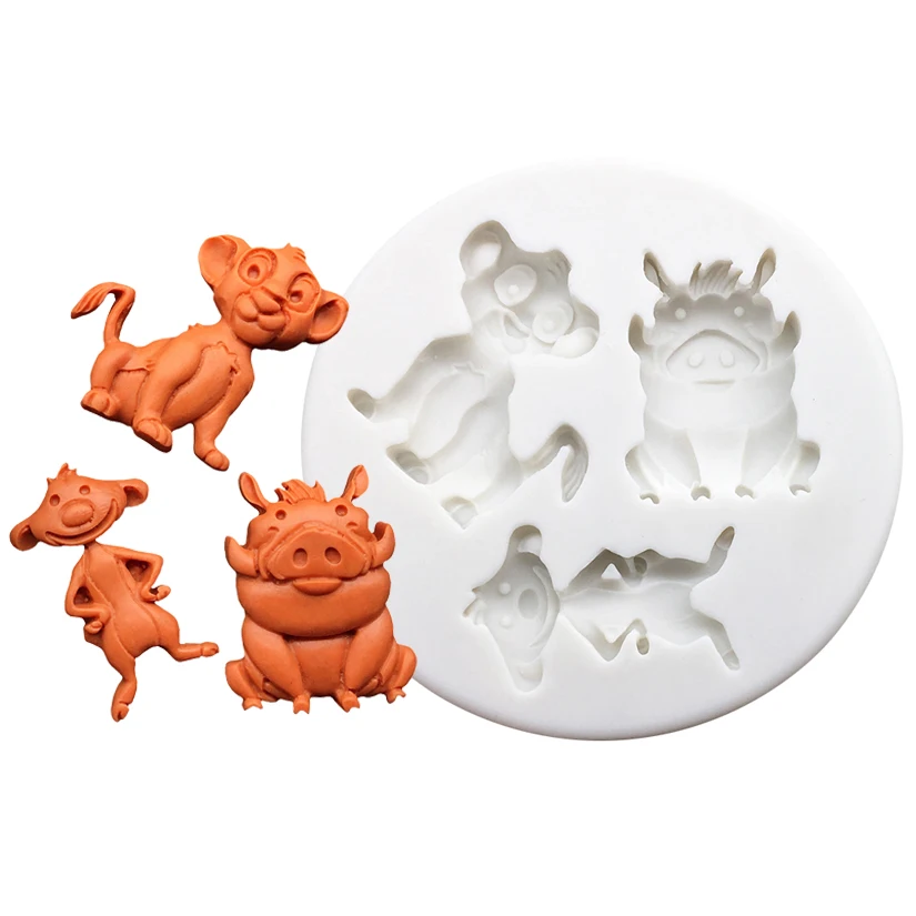 Cute Lion Warthog Mongoos Silicone Sugarcraft Mold Resin Tools Cupcake Baking Mould Fondant Cake Decorating Tools