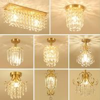 All-Copper American Crystal Hallway Lamp European-Style Hallway Entrance Cloakroom Corridor Lamp Balcony Small Ceiling Lamp