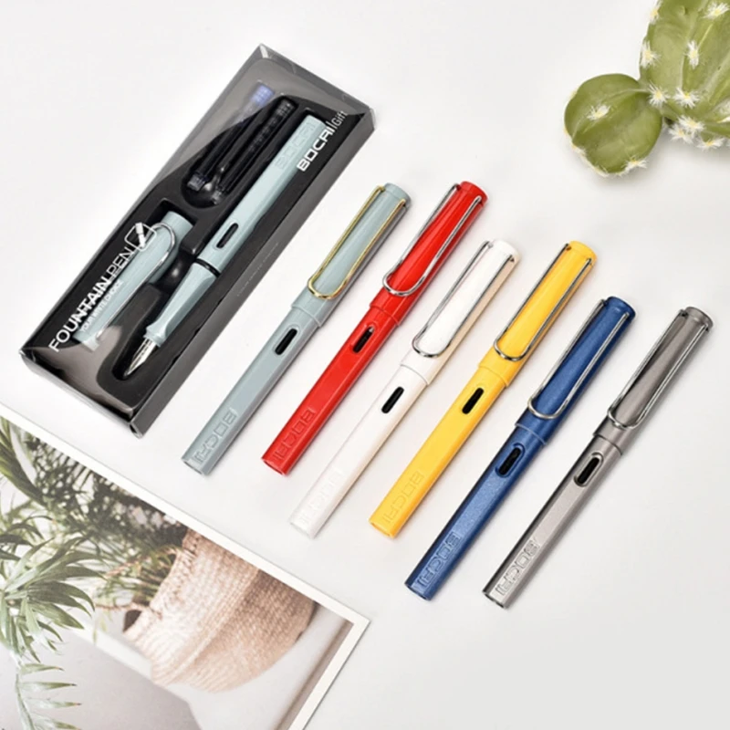 Piston-Filled Fountain Pen Set with 2 Sacs Clear Storage Case EF Nib Gift Set for Kids Adults