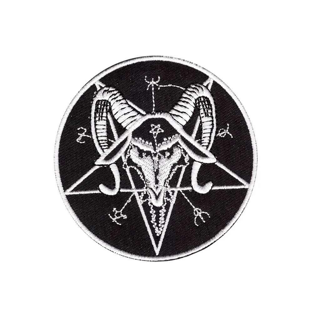 1Pcs Satan Pentagram Iron on Patch Goat Applique Evil Sign Embroidered Clothes Decoration Fabric Embellishments Patchwork