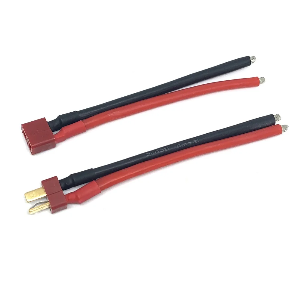 Wholesale 100mm T Plug Battery Connector 12AWG Cable Extension DIY male&female battery Cable for 7.4v 11.1v 14.8v 22.2v battery