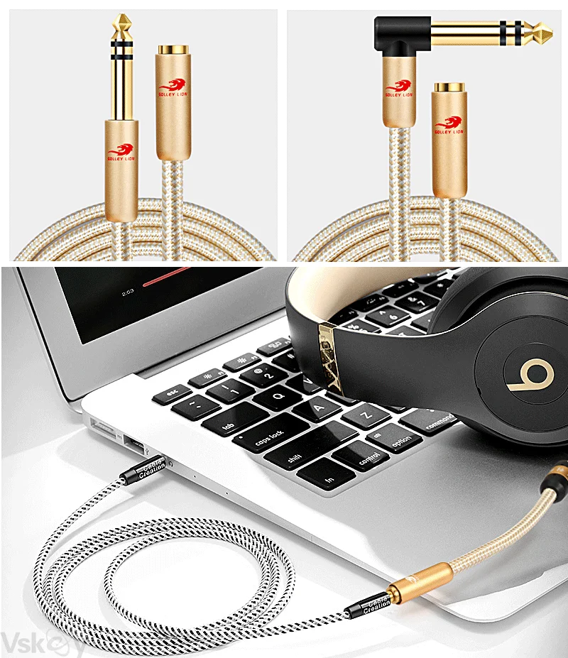 1/4 Inch TRS 6.35mm Male to 3.5mm Female Audio Cable for Amplifier Mixer Guitar Keyboards Headphone Shielded Extension Cords