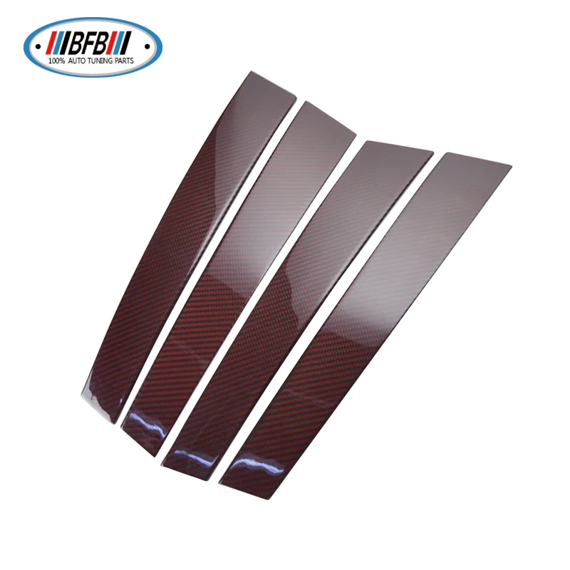 Window Middle B-Pillar Posts Trims Cover Glossy Red and Black color carbon Dry Carbon For Alfa Romeo Stelvio SUV 2017+