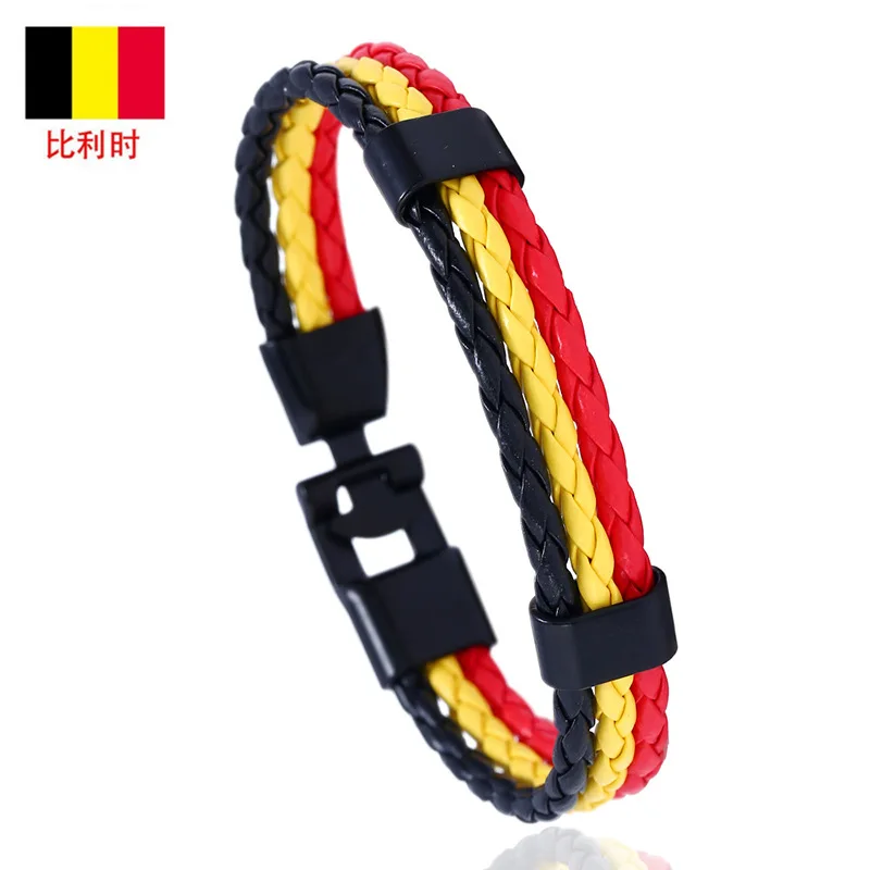 Men Charm Vintage Bracelet New Fashion Country Spain Flag Leather Bracelet Easy-hook Bracelets & Bangles Male Female Jewelry