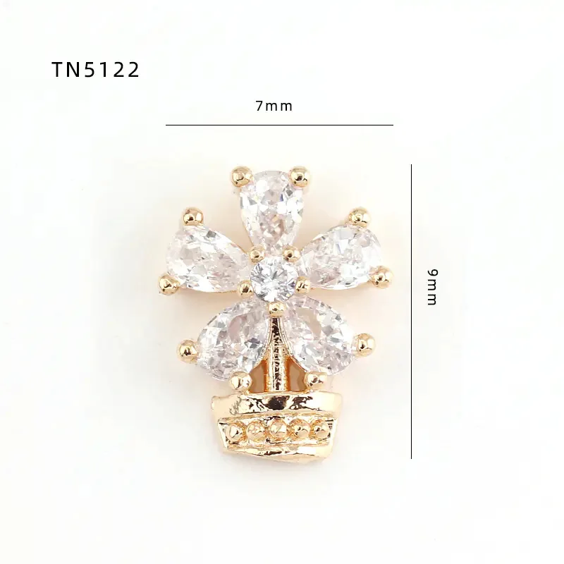 5pcs/lot flower TN5122 Alloy Zircon Nail Art Crystals nail jewelry Rhinestone nails accessories supplies nail decorations charms